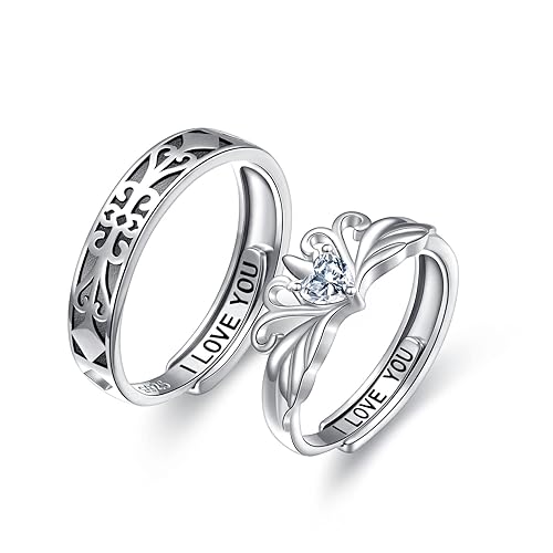 Alphm Promise Rings for Couples Matching Rings Sets 925 Sterling