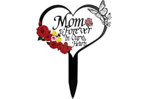 GLYHAOYIZHI Cemetery Decorations for Grave Mom Heart Rose Butterfly Grave Decorations for Cemetery Grave Decorations