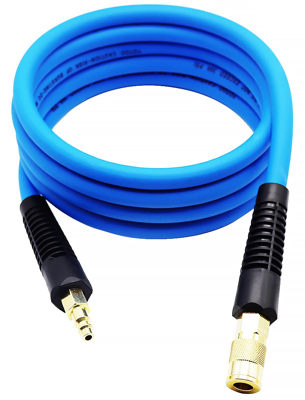 YOTOO Hybrid Lead-in Air Hose 3/8-Inch by 10-Feet 300 PSI Heavy Duty, Lightweight, Kink Resistant, All-Weather Flexibility with 1/4-Inch Brass Male Fittings, Bend Restrictors, Blue