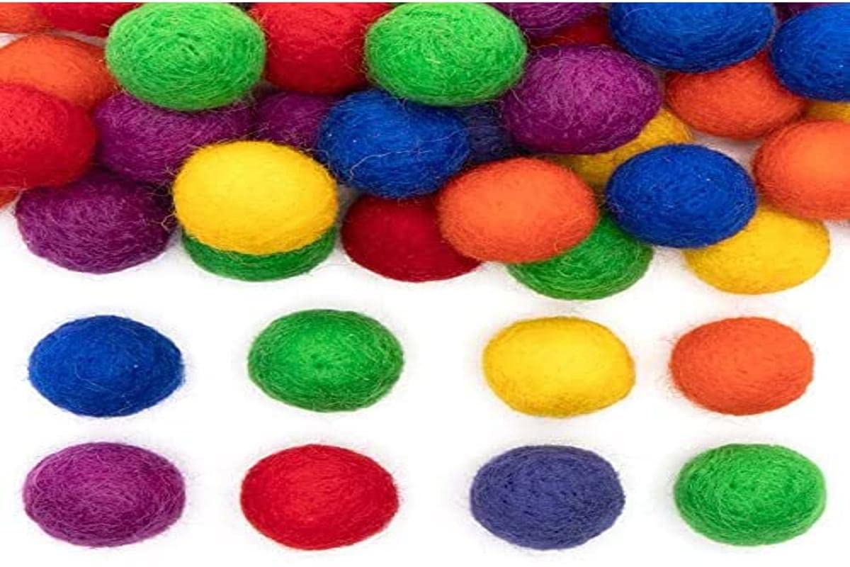 Baker Ross AX938 Rainbow Coloured Felt Balls - Pack of 56, Arts and Crafts Accessories, Embellishments for Crafting, Purple