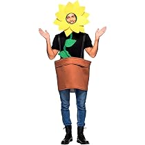 Ramede Costume de pot de fleurs d'Halloween pour adultes - Costume de tournesol pour femme avec coiffe pour fête sur le thème du jardin