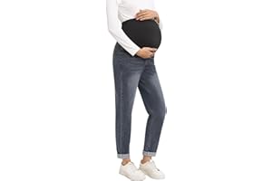 Yornobly Women's Maternity Boyfriend Jeans Over Belly Stretch Denim Pregnancy Trendy Pants
