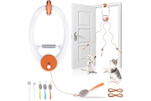 Wortade Interactive Cat Toys for Indoor Cats, Automatic Electric Flying Bird Feather Wand Toy, Best Kitten & Adult Cat Enrichment Toy Hanging Electric Kitty Toys for Bored Cats, Orange
