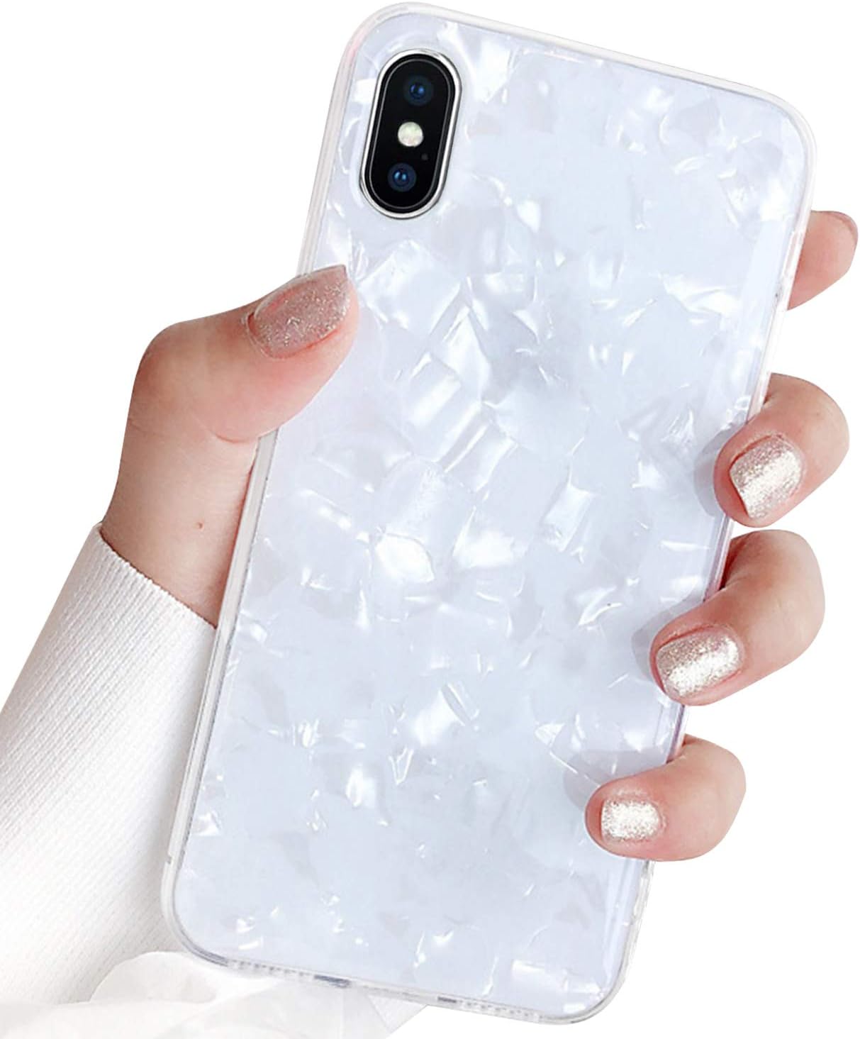GYZCYQ New iPhone X/XS Case for Women, Cute Phone Case Glitter Pretty Design Protective Shockproof Pearly-Lustre Shell…