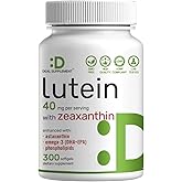 Lutein and Zeaxanthin Supplements, 40mg Per Serving, 300 Softgels – Plus Astaxanthin, Omega-3s, & Phospholipids – Non-GMO