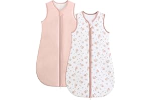 Wytbaby Baby Sleep Sack 1.5 TOG Wearable Blanket 2 Pack, Cotton or Fleece Sleeveless Infant & Toddler Sleep Bag 0-24 Months