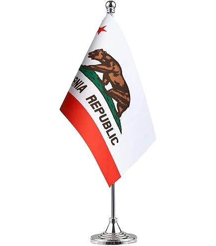 Washington State Flag Desk Set - Small Mini WA Flag On Metal Stand Base