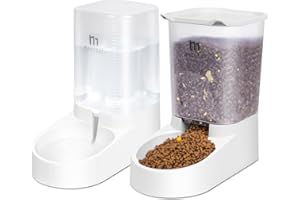 Marchul Dog Feeder, Gravity Cat Feeder and Water Dispenser Set, Automatic Pet Food Bowl and Waterer Large Capacity for Small Medium Pets Puppy Kitten Rabbit, 1 Gallon