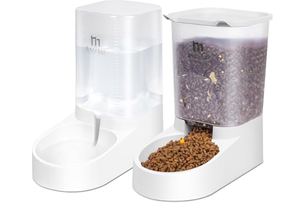 Marchul Dog Feeder, Gravity Cat Feeder and Water Dispenser Set, Automatic Pet Food Bowl and Waterer Large Capacity for Small