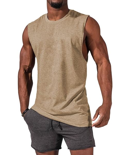 ZIWOCH MEN’S SLEEVELESS TANK TOPS CREWNECK SOLID LOOSE...