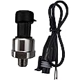 Pressure Transducer Sender Sensor with Connector, Stainless Steel 1/8”-27 NPT Pressure Transducer Sensor Compatible for Oil Fuel Air Water (30 PSI)
