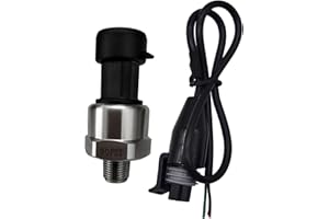 FLYLIN Pressure Transducer Sender Sensor with Connector, Stainless Steel 1/8”-27 NPT Pressure Transducer Sensor Compatible for Oil Fuel Air Water (30 PSI)