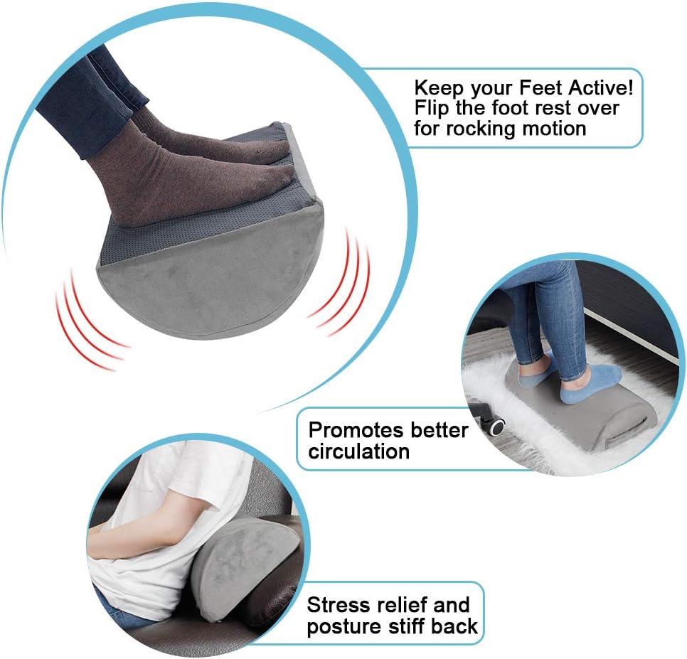 Gwolken Ergonomic Foot Rest Under Desk with Non-Slip Surface, High Rebound Foam Footstool Footrest Ottoman Half-Cylinder Relieve Pain for Office, Home, Airplane, Travel (Gray) : Office Products