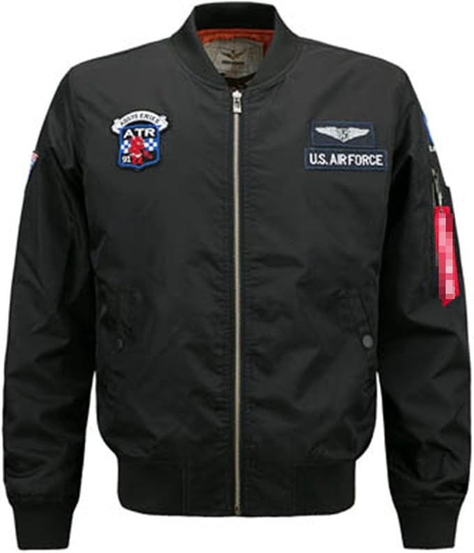 Air Force Men's Military Green Military Motorcycle Jacket Coat Black