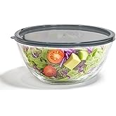 5 Quart Deep Big Glass Bowl with Lid,10 Inch Large Glass Mixing Bowl for Sourdough Bread Kitchen Salad Bread Storage, For Prepping, Marinating & Brining Kimch