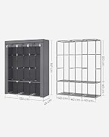 SONGMICS Clothes Wardrobe Portable Closet with Cover 130 x 45 x 167 cm 3 Rails view 7