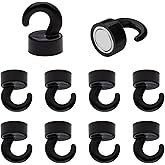 NogmeTaa Small Magnetic Hooks for Refrigerator, Mini Magnetic Hooks for Cruise Cabins, Magnet Hook for Kitchen, Classroom, and Office - Pack of 10 (Black)