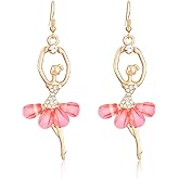 Gold Ballet Earring for Women CZ Ballerina Earring Gymnastics Earrings Ballet Dancer Present for Daughter Granddaughter
