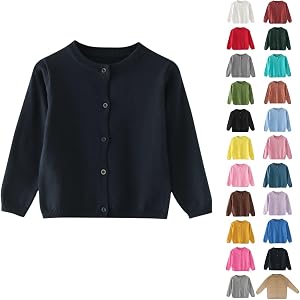 Malibure Girls Cardigan Sweater Kids School Uniforms Button Down Knit Sweaters Tops Toddler Plain Warm Fall Winter Jacket
