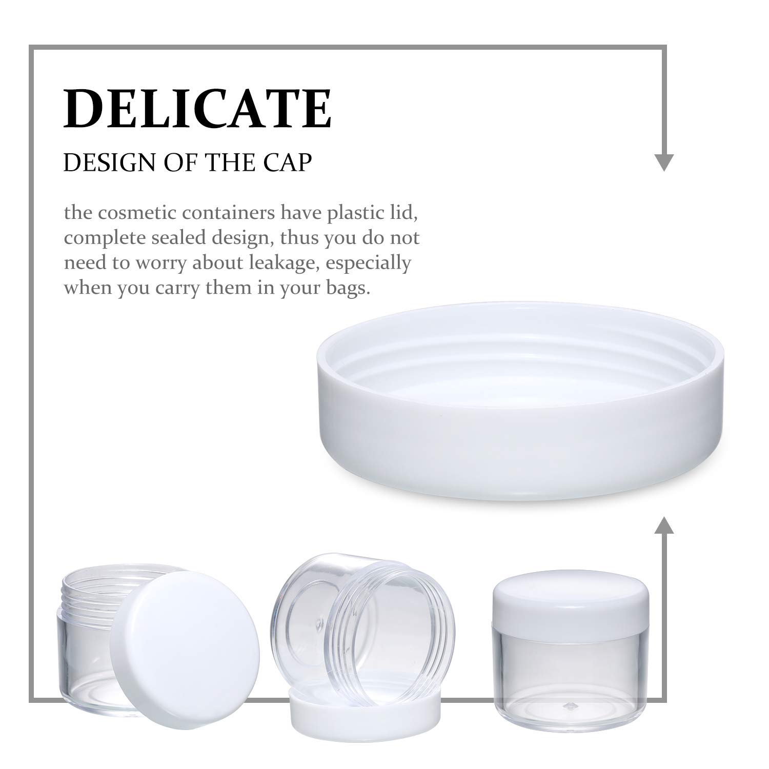 20 Pieces Round Pot Jars Plastic Cosmetic Containers Set with Lid for Liquid Creams Sample, 20 ml/ 0.7 oz (White Lid) : Beauty