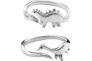 INENIMARTJ Dinosaur Rings, Cute Stegosaurus Tyrannosaurus And Triceratops Adjustable Rings for Teen Boys Girls, Gift For Him Her Personalized, Jurassic Era Dinosaur Ring for Men Women