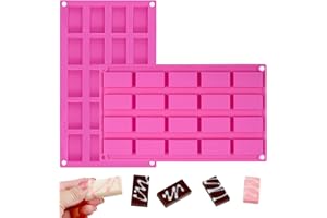 Sakolla 2 Pack Chocolate Bars Silicone Molds, Rectangles Candy Bars Molds, Making Chocolate, Rice Crispy Pops, Caramels, Dess