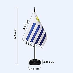 Uruguay Uruguayan Small Mini Desk Flag Set