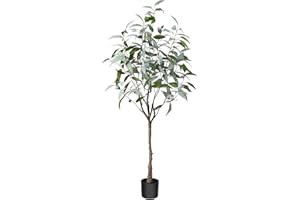 OAKRED Artificial Eucalyptus Tree 5FT Tall Fake Eucalyptus Plants Large Faux Trees Artificial Silk Plants for Home Decor Indoor Outdoor Office Gift Ornaments, Set of 1