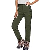 MAGCOMSEN Women's Fleece Lined Waterproof Insulated Snow Ski Pants Winter Warm Hiking Pants Outdoor Softshell