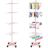 Flenpptly Retail Display Stand Rotating Display Stand 4 Tier Spinning Display Stand for Craft Shows, Jewelry, Keychain, Earring Adjustable Height Retail Display Racks (Pink)