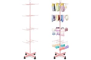 Flenpptly Retail Display Stand Rotating Display Stand 4 Tier Spinning Display Stand for Craft Shows, Jewelry, Keychain, Earring Adjustable Height Retail Display Racks (Pink)