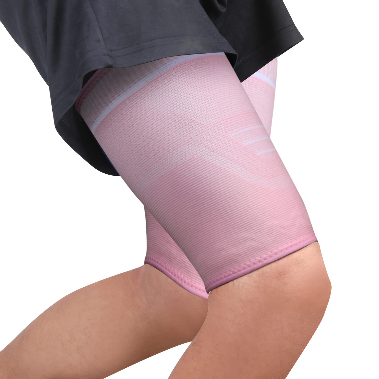 Ruilala Thigh Support for Women and Men Thigh Compression Sleeve Breathable Thigh Brace With Non Slip Silicone For Hamstrings, Muscle Strains, Bruises, Injury Recovery 2 Pack (Pink, M)