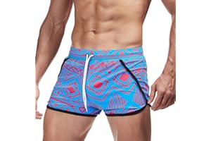 AIMPACT Mens Short Swim Trunks Quick Dry Beach Board Shorts 80s 90s Summer Vintage Swimwear with Lining Swimming Suits
