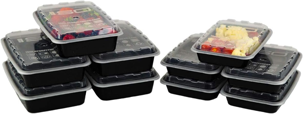 Meal Prep Containers (12/28oz, 10 Count Black)