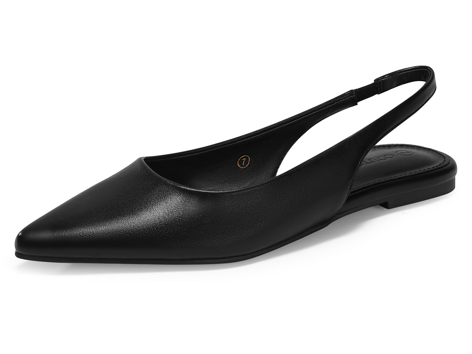 Photo 1 of Coutgo Womens Slingback Flats Pointed Closed Toe Ballet Flats Comfortable Slip On Work Dress Shoes, Black, Size 9.5