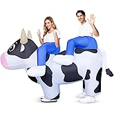 Couples Inflatable Cow Costume, 2 People Blow Up Cow Animal Farm Costume for Indoor Outdoor Funny Riding Men Women Friends Adult Cosplay Western Party