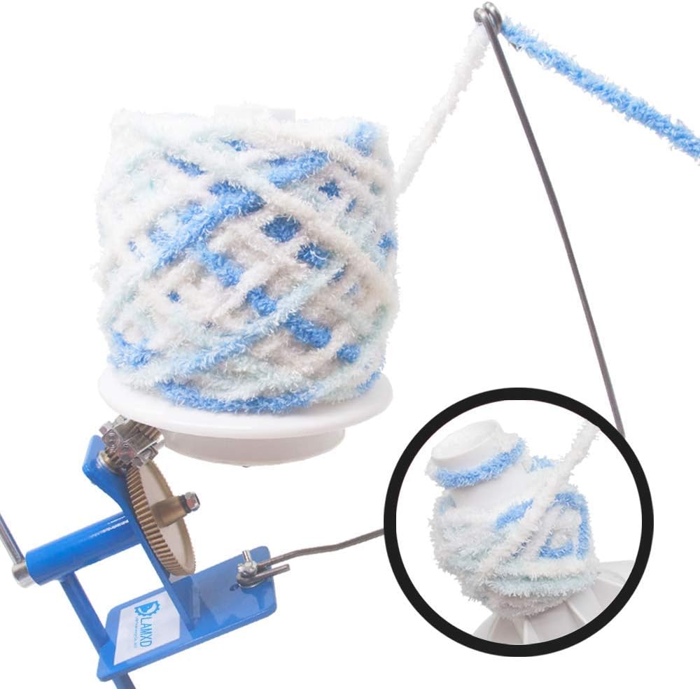 LAMXD Needlecraft Large Jumbo Metal Yarn/Wool/String/Fiber Ball Winder Hand Operated,10-Ounce,with Thread Cutter Scissors - Image 3
