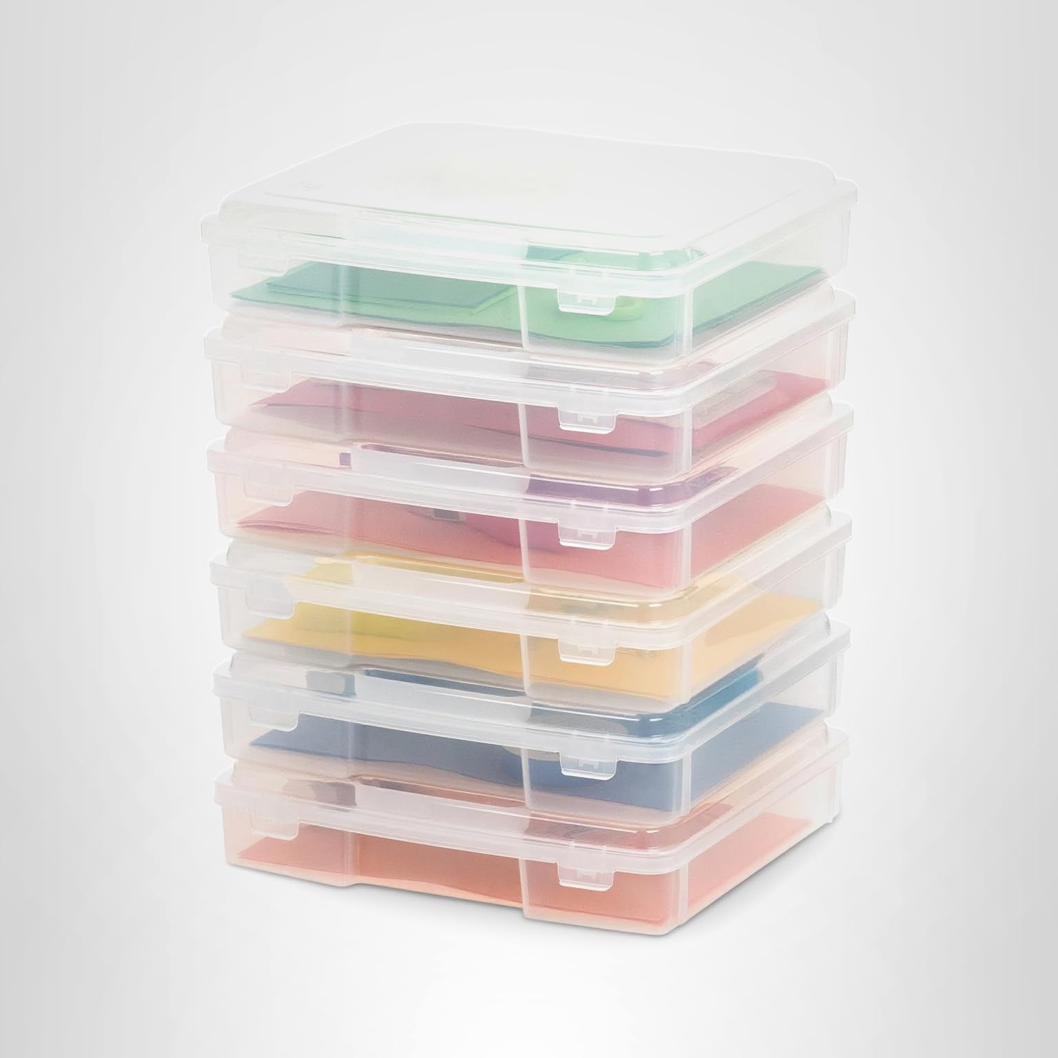 IRIS USA Board Game Storage Craft Organizer Box with Snap-Tight Latch Lid, 6-Pack Portable Plastic Case Bin for Puzzles, Magazines, Hobbies, Art Supplies, Fits 8.5