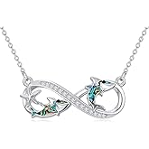YYB Christmas Gifts Shark Necklaces for Women 925 Sterling Silver Abalone Infinite Shark Pendant Jewelry Sharks Lover Christmas Stocking Stuffers for Women