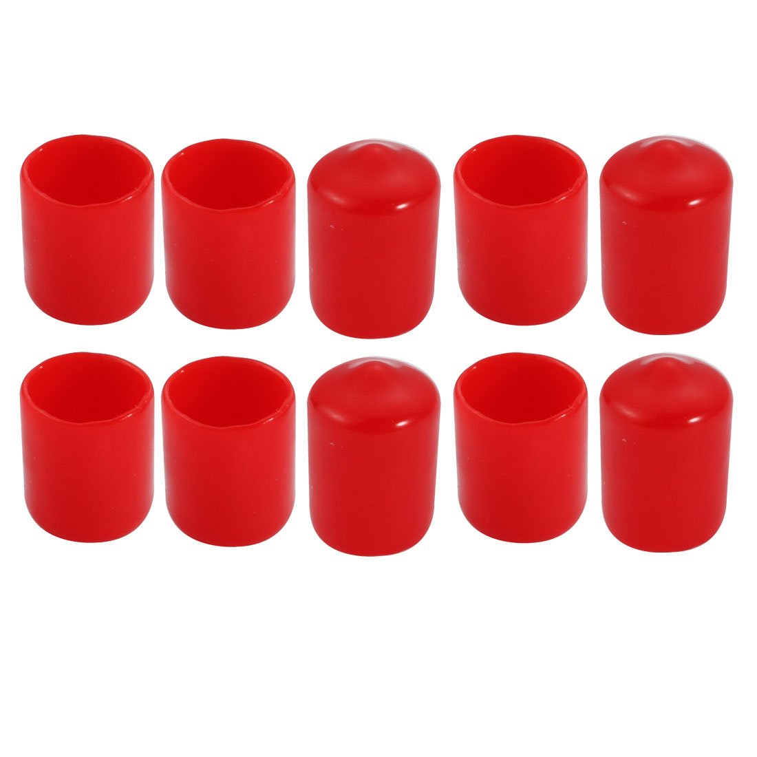 sourcingmap 10Pcs 14mm Inner Dia PVC Flexible Vinyl End Cap Screw Thread Protector Cover Red