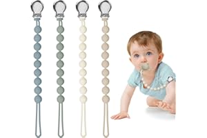 LOVIOMAD Pacifier Clips for Baby Girl Boy, Silicone Binky Holder for MAM Pacifiers, Baby Newborn Essentials Shower Birthday Gift (4-Pack)