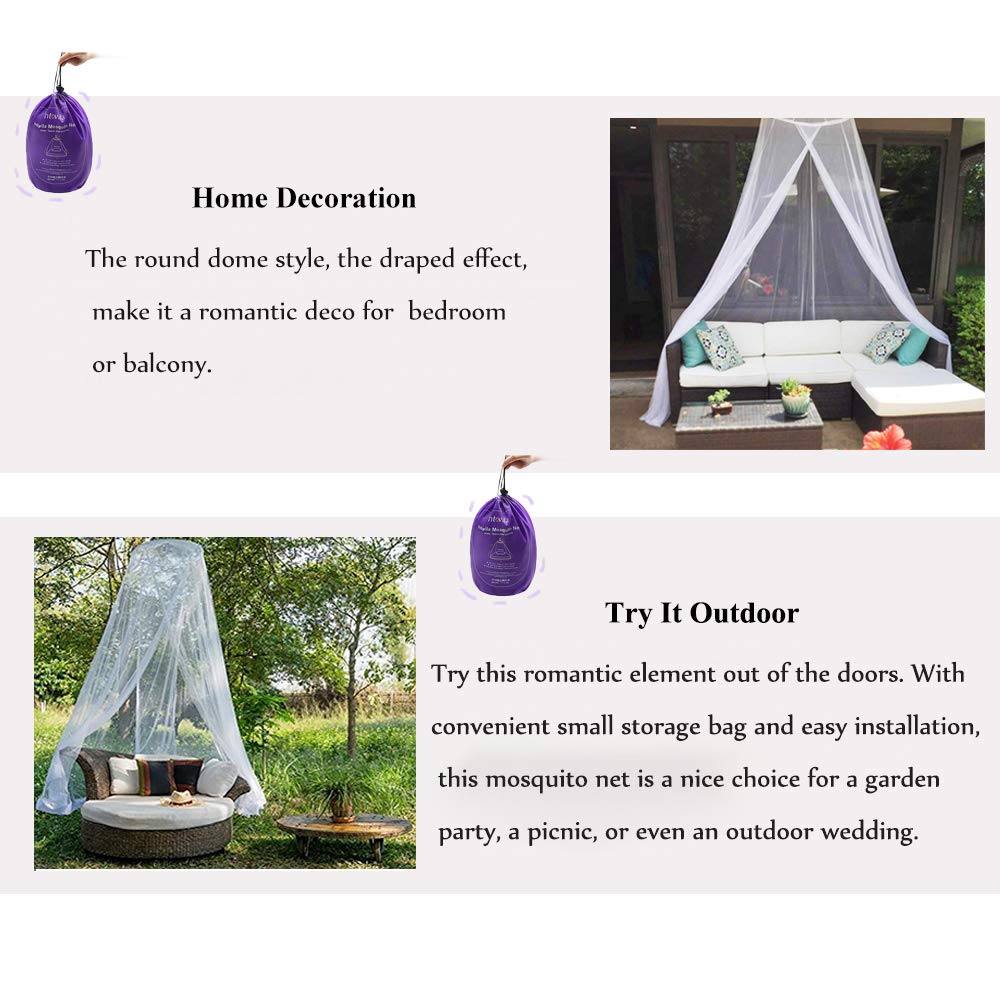 Htovila Universal White Dome Mosquito Mesh Net Easy Installation Hanging Bed Canopy Netting for Single to King Size Beds Hammocks Cribs: Baby