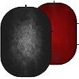 Kate 5x6.5ft(1.5x2m) Collapsible Backdrop Red Black Texture Pop up Backdrops Abstract Reversible Portrait Photography Backgrounds for Photo Video Meeting