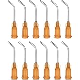 HARFINGTON 12pcs Blunt Tip Dispensing Needles, 15 Gauge 45 Degrees Bent Dispensing Tips 1" End Angled Dispenser Needle with Luer Elbow Blunt Needle for Oil or Glue Applicator, Amber