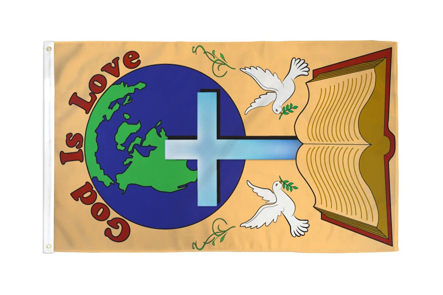 AZ FLAG - God Is Love Flag - 3x5 Ft - 100D Polyester Christianism Banner with Two Metal Grommets - Fade Resistant - Vivid Colors - 3' x 5' Feet - 150x90 Cm