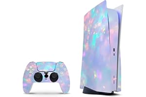 ZOOMHITSKINS Compatible with PS5 Digital Version (No Disk Version) Skin, Gemstone Pattern Unicorn Spark Silver, Durable, Bubble-free, Precisely Cut