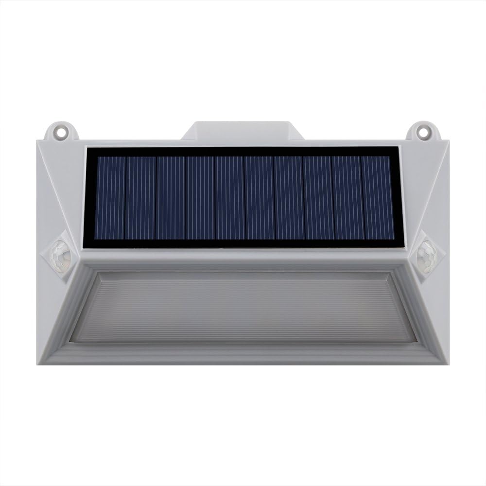 Lumi Jardin Poly W11 Projecteur Spot Solaire 18 LED Extérieur Etanche Lumière avec Double Détecteur de Mouvement, Plastique, Intégré, 1 W, Gris, 16 x 9.5 x 3.6 cm