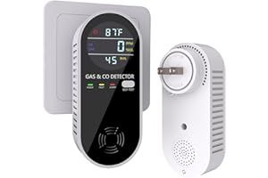 SOOGUARD 4 in 1 Plug in Natural Gas Detector ＆ Carbon Monoxide Detector, Combination Combustible Gas & Carbon Monoxide with Temperature & Humidity Detectors for Home, Travel, Kitchen, RV(2 Pack)