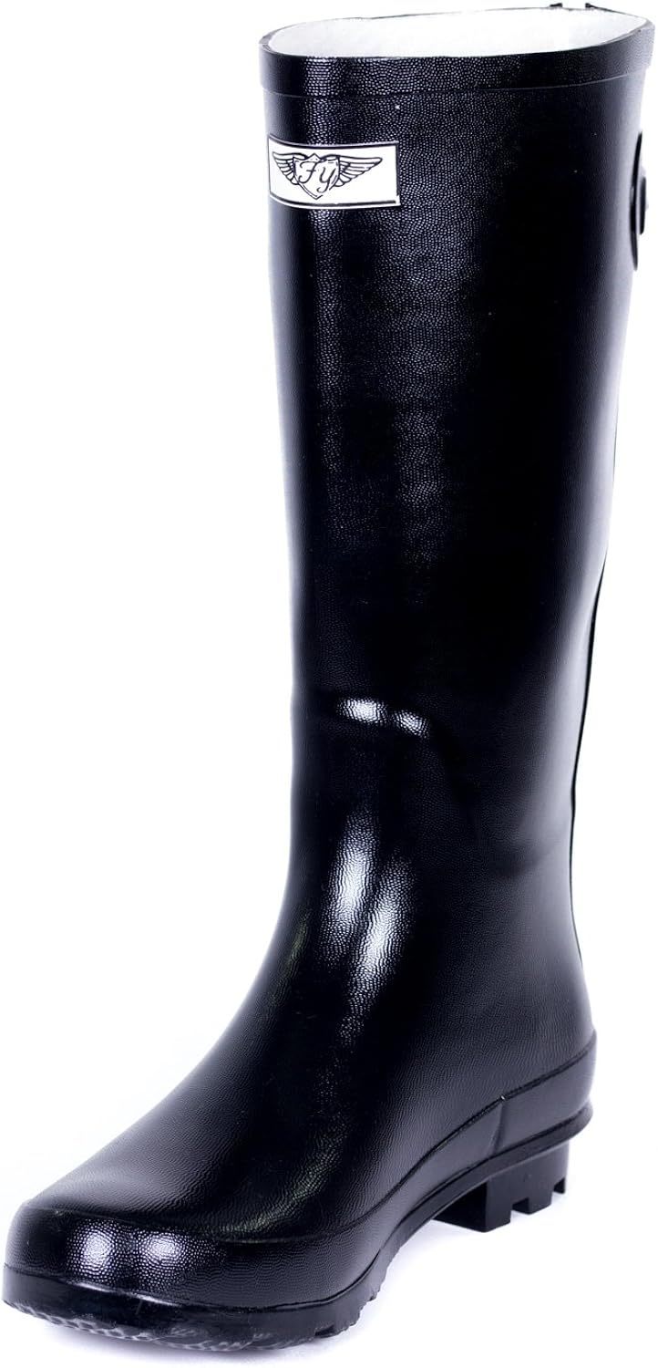 Forever Young Women Classic Rubber Rain Boots/w Zipper