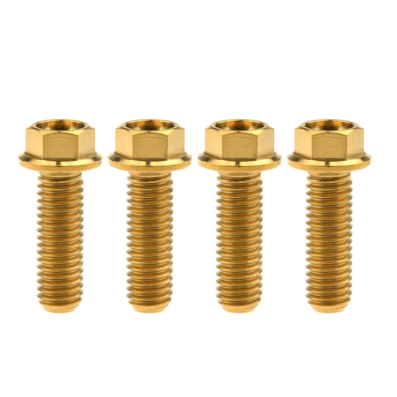Wanyifa Titanium Hex Small Flange Head Bolt M8 x15 20 25 30 35 40 45 50 55 60 65mm x1.25mm Pack of 4 (M8x25mm, Gold)